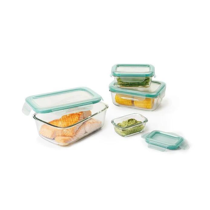 OXO Good Grips 8 Piece Smart Seal Glass Rectangle Container Set 4 OXO Good Grips 8 Piece Smart Seal Glass Rectangle Container Set - Image 2