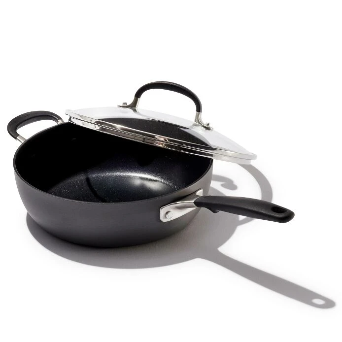 Non-Stick 3-Quart Chef's Pan With Lid And Helper Handles 3 Non-Stick 3-Quart Chef's Pan With Lid And Helper Handles